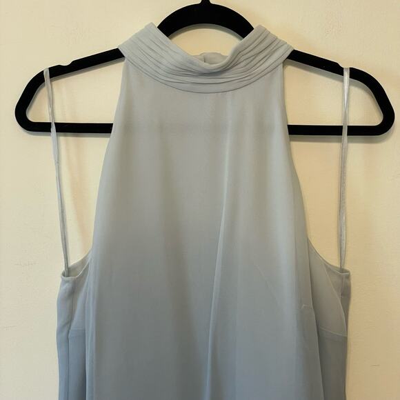 Talbots 16 SILK tank top blue ombré turtleneck corpcore ruche summer classic - Picture 2 of 7